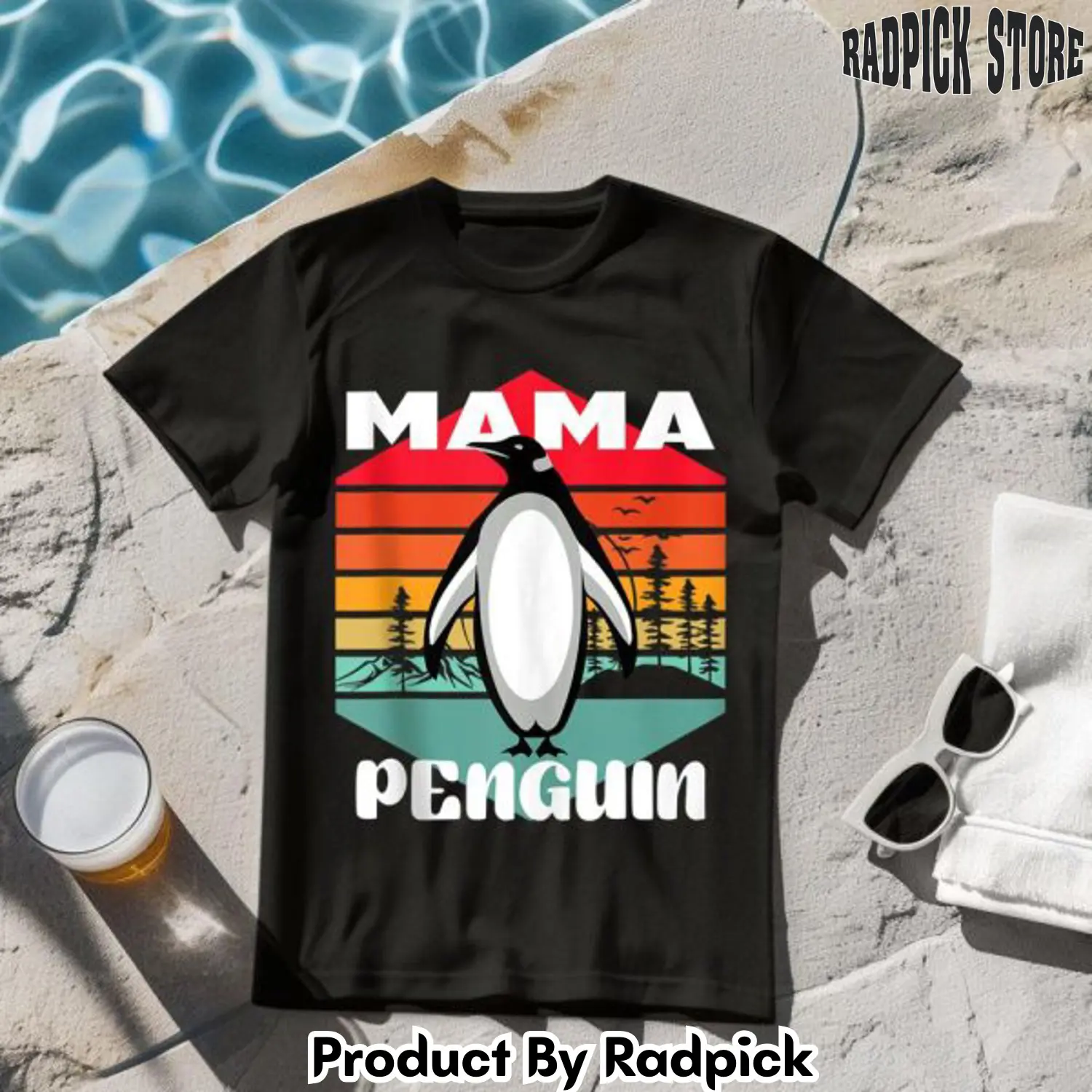 Mama penguin retro tshirt rp2642432